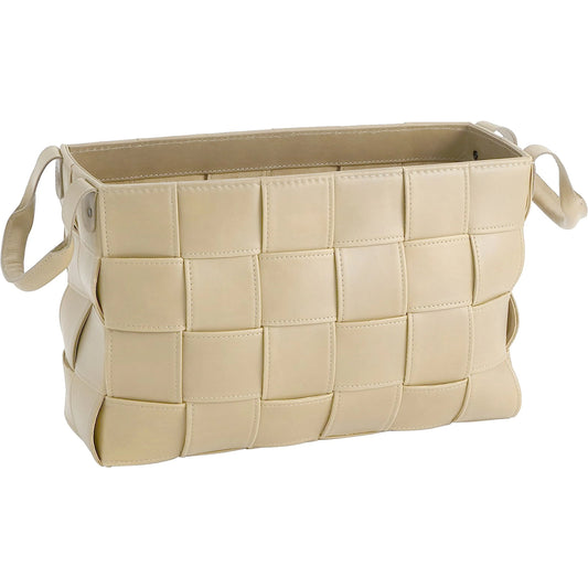 Soft Woven Leather Basket by Global Views. Made from lining material split suede leather, top grain marble leather in a traditional style.