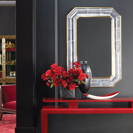 Cast Glass Mirror by Global Views in red and brass. Made from unique in a modern style.