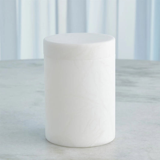 Cilindro Alabaster Box by Global Views in white. Made from alabaster in a modern style.