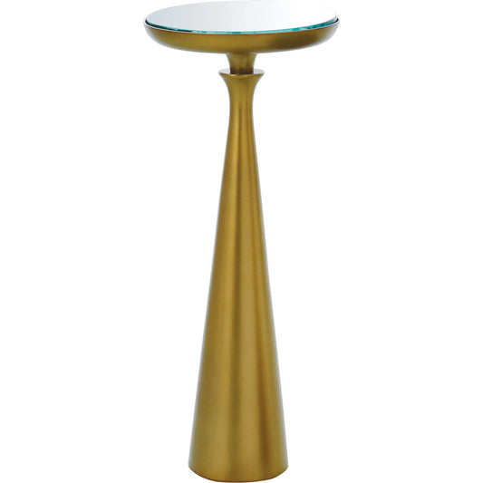 Minaret Accent Table by Global Views. Made from aluminum, tempered glass in a transitional style.