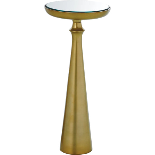 Minaret Accent Table by Global Views. Made from aluminum, tempered glass in a transitional style.