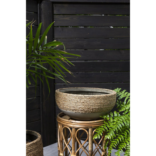 Reed Bowl by Accent Decor in tan. Made from concrete in a cottage & farmhouse style.