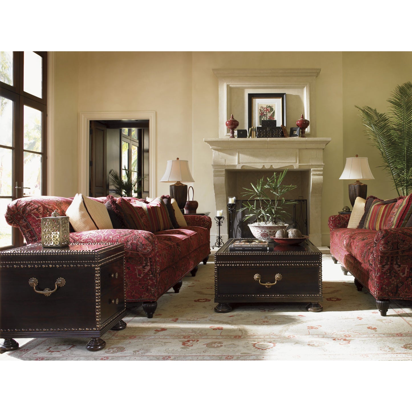 004 SR-836508 | Lifestyle | Sunset Cay Cocktail Table by Tommy Bahama Home in mahogany. Made from unique in a transitional style.