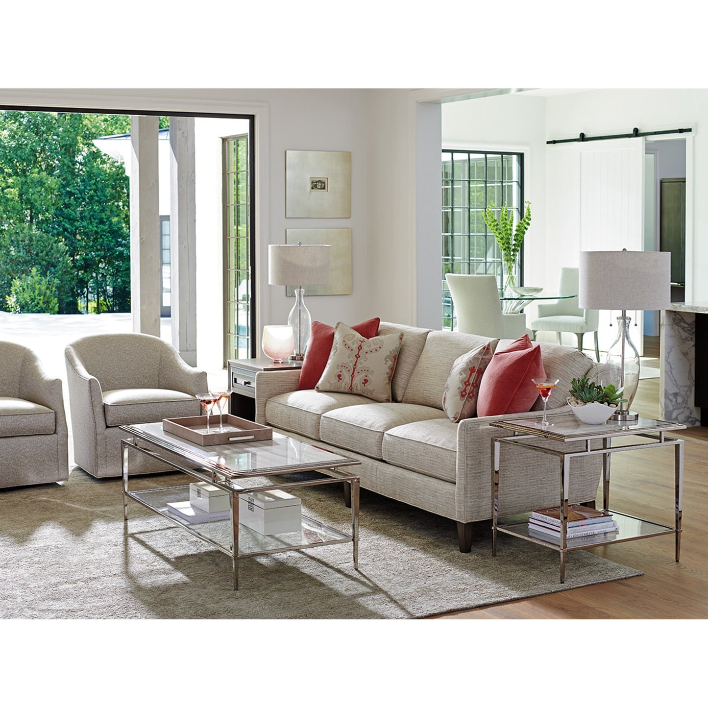007 SR-835109 | Lifestyle | Athene Stainless Cocktail Table by Lexington. Made from unique in a transitional style.