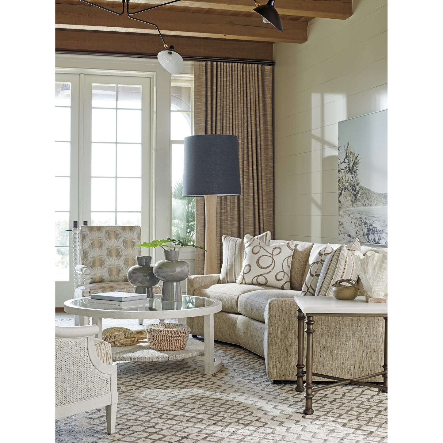 005 SR-836105 | Lifestyle | Flagler Marble Top End Table by Tommy Bahama Home in white marble, pewter. Made from unique in a traditional style.