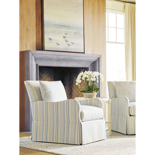 Palm Frond Swivel Chair by Tommy Bahama Home in blue. Made from unique in a transitional style.