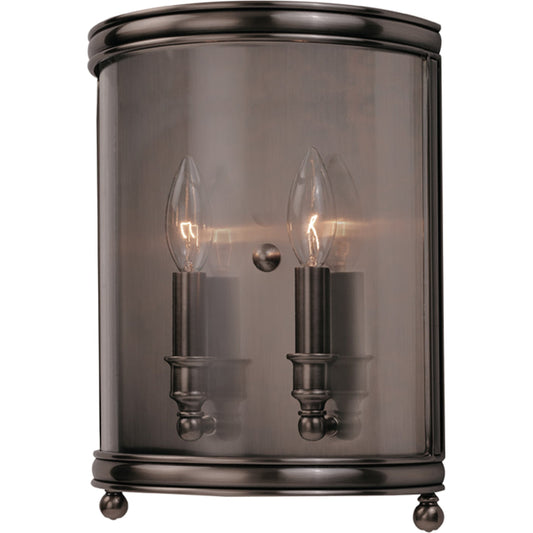 Larchmont Wall Sconce by Hudson Valley in historic nickel. Made from brass in a traditional style.