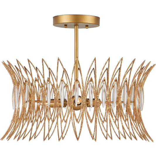 001 SI-2387086 | Primary Silo | Marquise Semi-Flush Mount by Currey and Company in clear, luxor gold. Made from glass, wrought iron in a modern style.