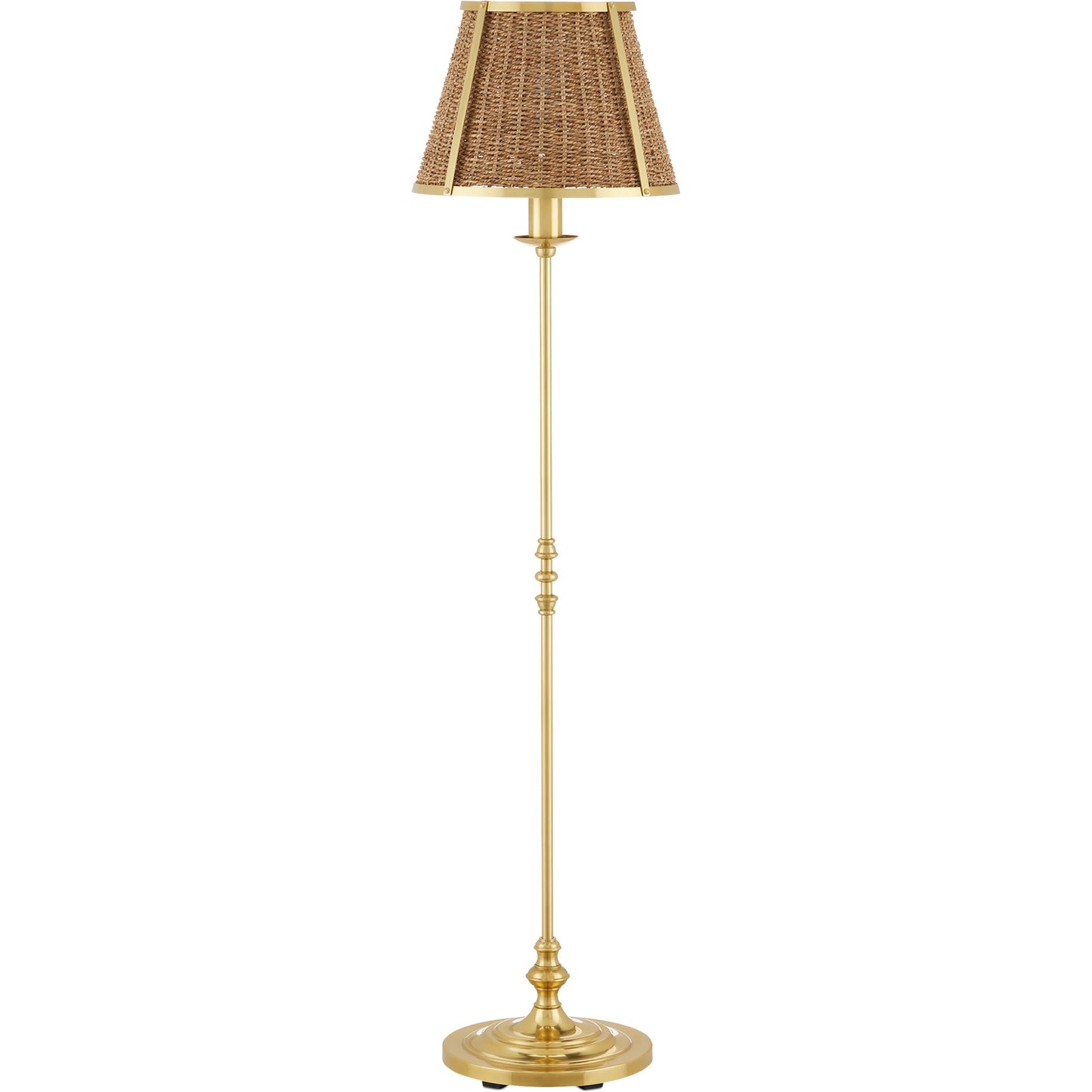 007 SI-2133901 | Additional Silo | Deauville Floor Lamp by Currey and Company in polished brass, natural. Made from metal, seagrass in a cottage & farmhouse style.
