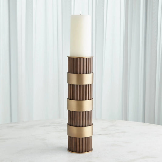 Magic Flute Cylinder Candleholder by Global Views in bronze. Made from unique in a modern style.