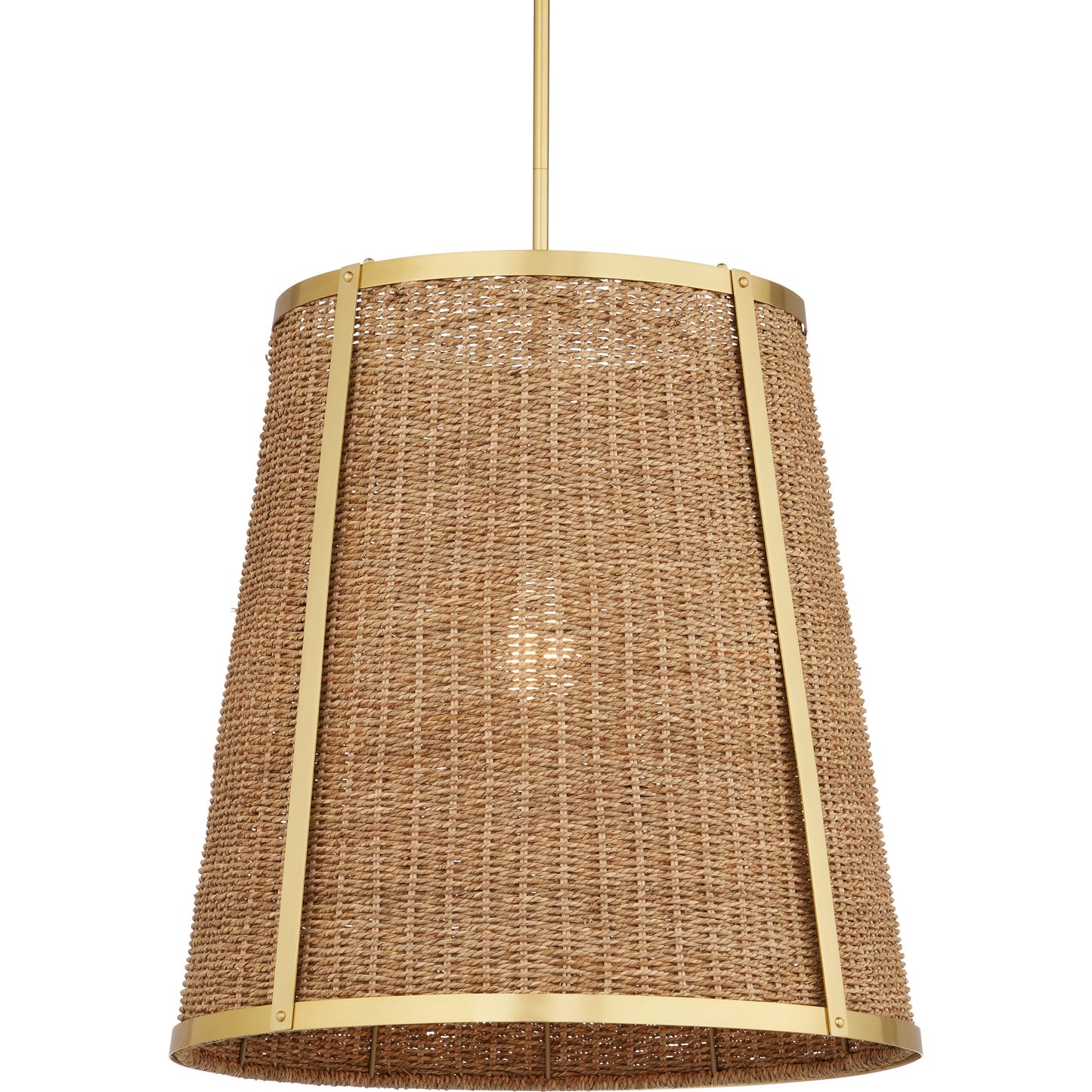 005 SI-2133902 | Additional Silo | Deauville Pendant by Currey and Company in natural, polished brass. Made from seagrass, metal in a cottage & farmhouse style.