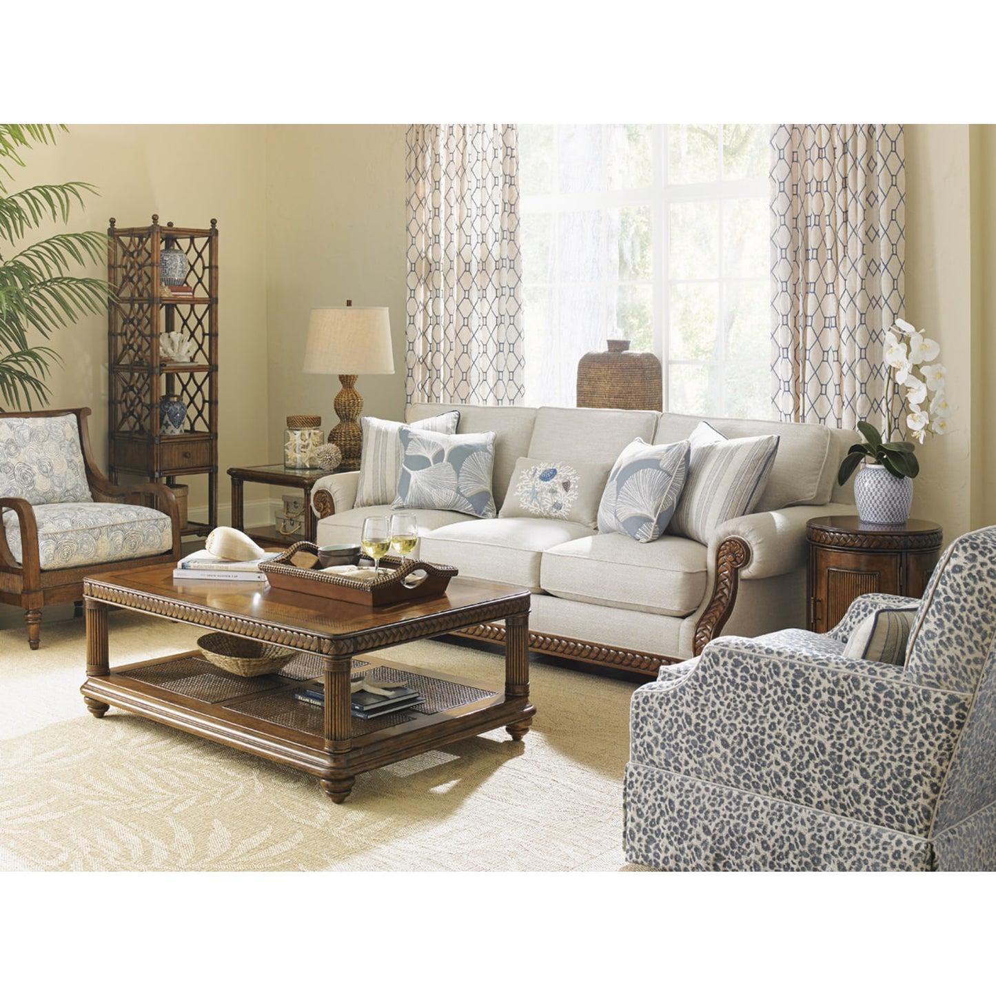 004 SR-835934 | Lifestyle | Atlantis Etagere by Tommy Bahama Home. Made from unique in a coastal style.