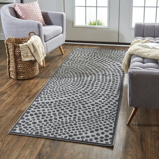 Gaspar Polka Dots Rug - 3835F by Feizy in gray, silver, ivory. Made from polypropylene, polyester in a unique style.