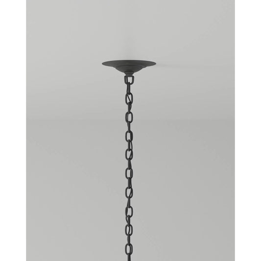 Shipwright Chandelier by Currey and Company in french black, smokewood, natural abaca rope. Made from wrought iron, abaca rope in a cottage & farmhouse style.