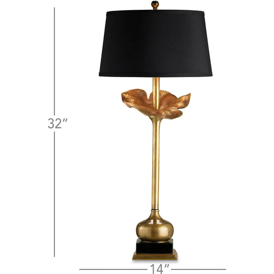 Metamorphosis Table Lamp by Currey and Company in antique brass. Made from brass, granite in a modern style.