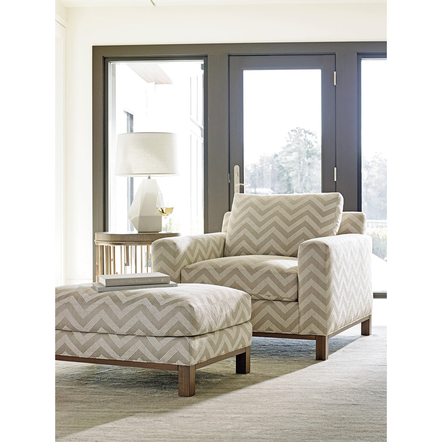 003 SR-835258 | Lifestyle | Chronicle Ottoman by Lexington in taupe. Made from unique in a modern style.