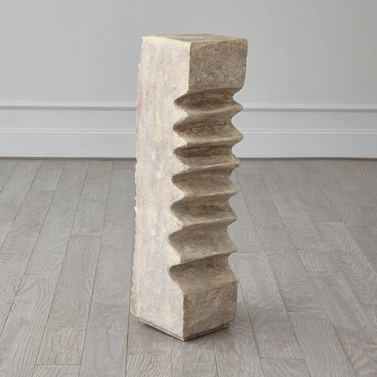 Éloi Totem by Global Views in beige. Made from paper mache in a modern style.