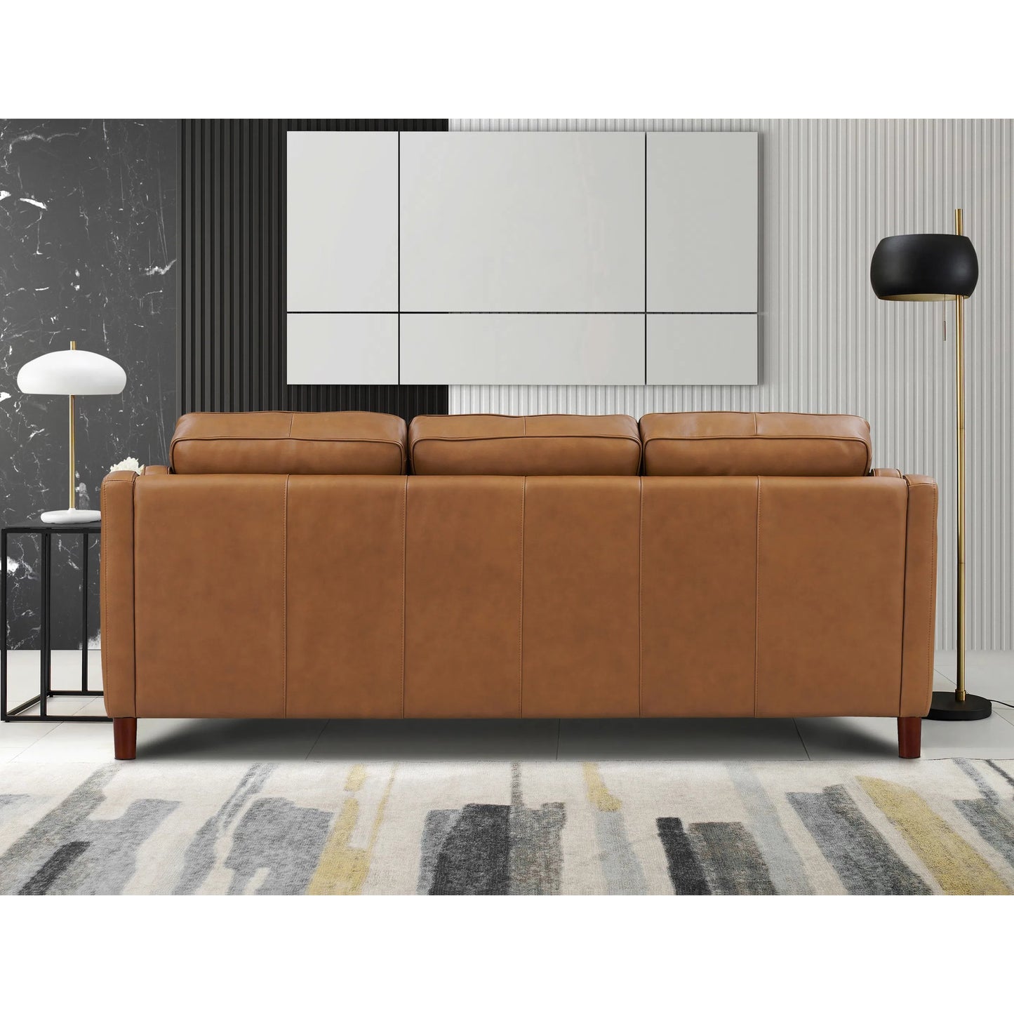 005 SI-2379358 | Lifestyle | Bella 3-Seat Leather Sofa by Hydeline in cognac brown. Made from leather/split, solid hardwood kiln dried in a traditional style.