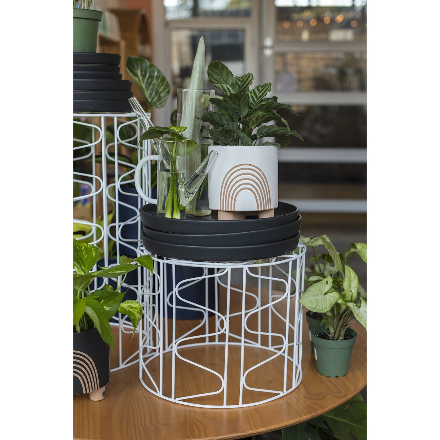002 SI-2084236 | Additional Silo | Harding Round Stand by Accent Decor in white. Made from metal in a modern style.