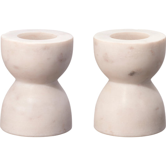 Petit Marble Candlesticks by Jamie Young in white. Made from marble in a modern style.