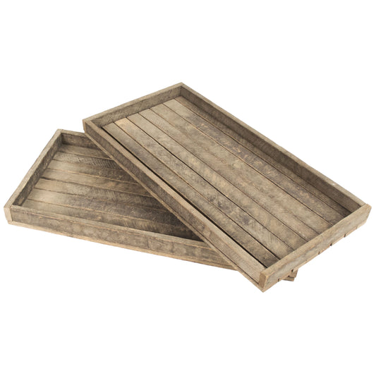 Rectangle Tray by Zentique in weathered and tobacco stick. Made from tobacco stick in a rustic style.