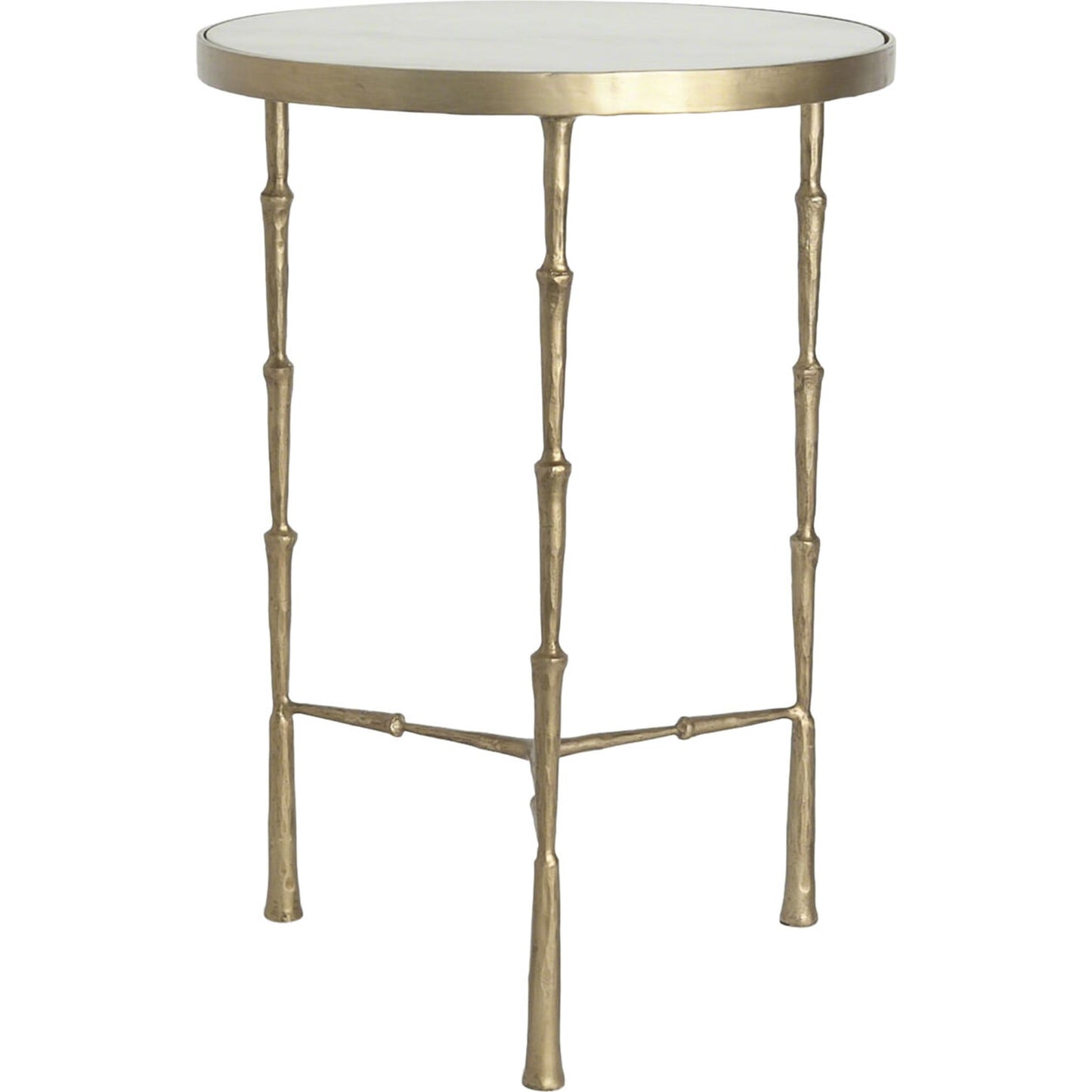 001 SR-893148 | Primary Silo | Spike Accent Table by Global Views in antique brass with white marble. Made from iron, 15 mm thick white marble in a eclectic & global style.