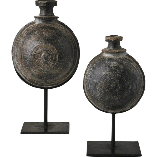 001 SR-700901,SR-891244 | Primary Silo | Camel Water Pot on Stand by Global Views. Made from terra cotta, iron in a eclectic & global style.