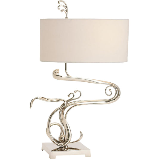 Fete Table Lamp by Global Views. Made from brass, fabric in a eclectic & global style.