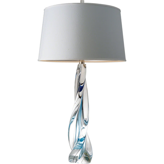 Ocean Twist Lamp by Global Views in nickel. Made from art glass in a coastal style.