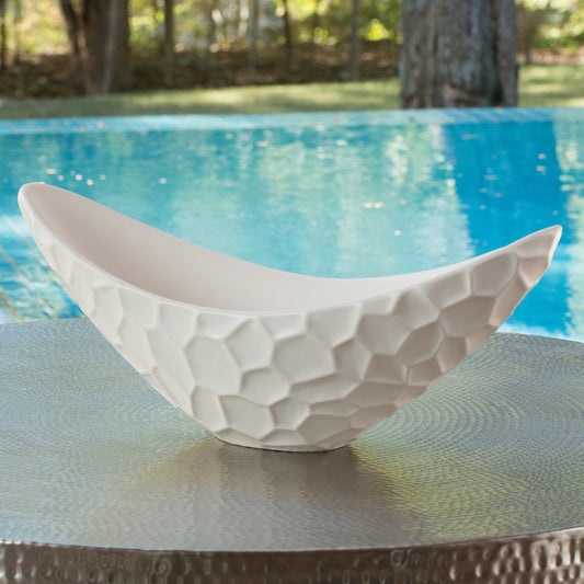 Honeycomb Long Bowl by Global Views. Made from ceramic in a modern style.