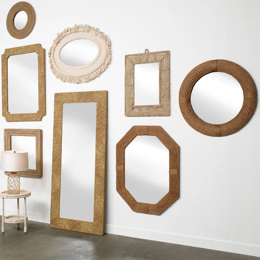 Round Rope Mirror by Lifestyle by JY in rope. Made from wood in a coastal style.