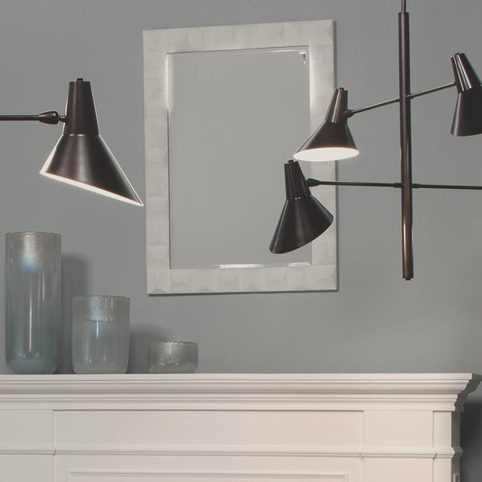 Astor Mirror by Jamie Young in white gesso. Made from mirror, mdf, resin in a modern style.