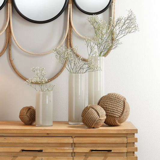 Jute Balls by Jamie Young in jute. Made from jute in a coastal style.