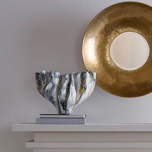 Beluga Vase by Jamie Young in blue and reactive blue glaze. Made from ceramic in a eclectic & global style.