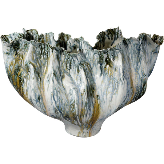 Beluga Vase by Jamie Young in blue and reactive blue glaze. Made from ceramic in a eclectic & global style.