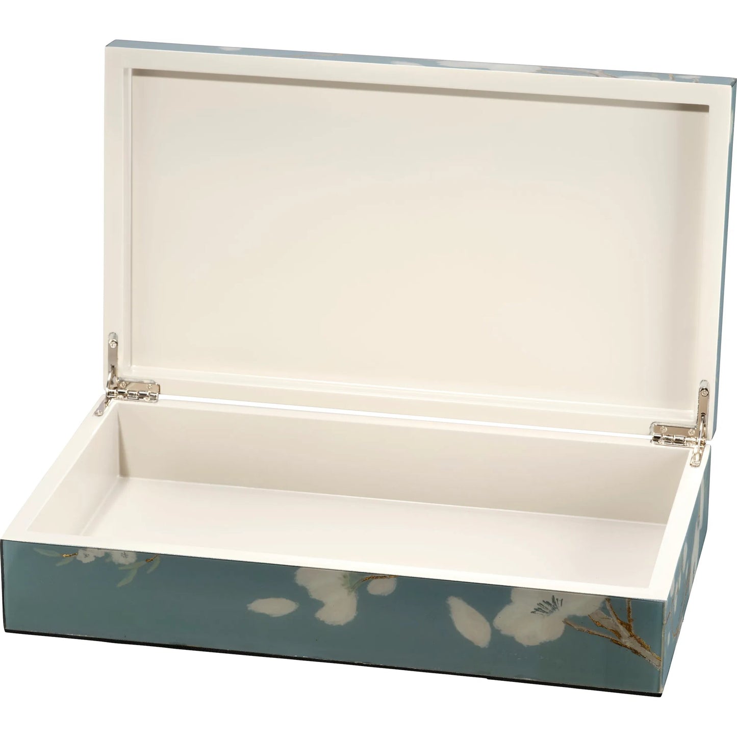 002 SI-2531156 | Additional Silo | Bouquet Laquered Box by Jamie Young in blue and slate blue, white. Made from unique in a unique style.