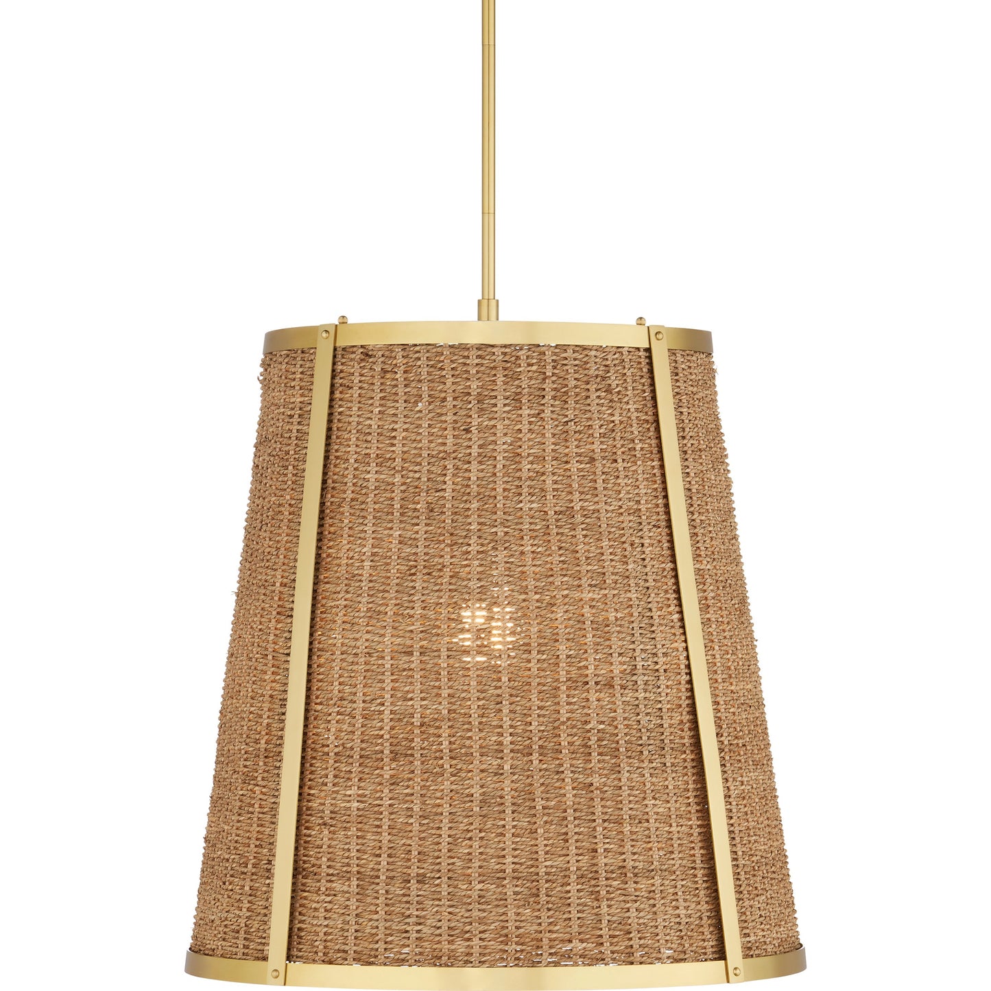 001 SI-2133902 | Primary Silo | Deauville Pendant by Currey and Company in natural, polished brass. Made from seagrass, metal in a cottage & farmhouse style.