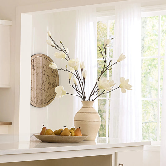 Conservatory Vase by Jamie Young in cream and white distress. Made from ceramic in a unique style.