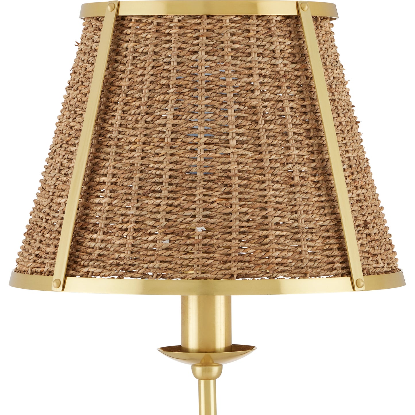 005 SI-2133901 | Additional Silo | Deauville Floor Lamp by Currey and Company in polished brass, natural. Made from metal, seagrass in a cottage & farmhouse style.