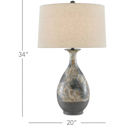 Frangipani Table Lamp by Currey and Company in cream, blue. Made from porcelain in a transitional style.