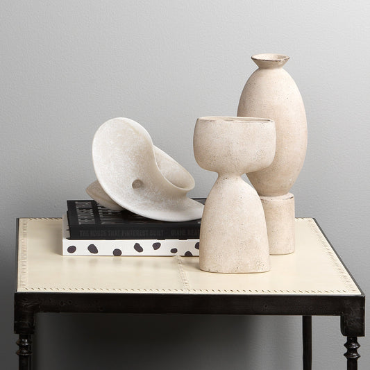 Elevated Decorative Vase by Jamie Young in off white. Made from ceramic in a modern style.