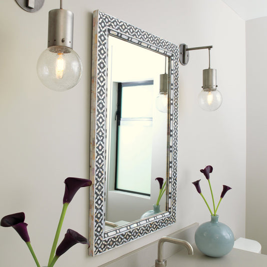 Evelyn Mirror by Jamie Young in mother of pearl. Made from unique in a eclectic & global style.
