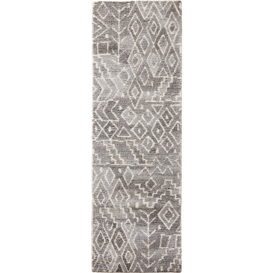 Asher Lustrous Wool Rug - 8771F by Feizy in gray, white. Made from wool, viscose in a unique style.