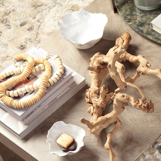 Fleur Ceramic Bowls by Jamie Young in white ceramic. Made from ceramic in a eclectic & global style.