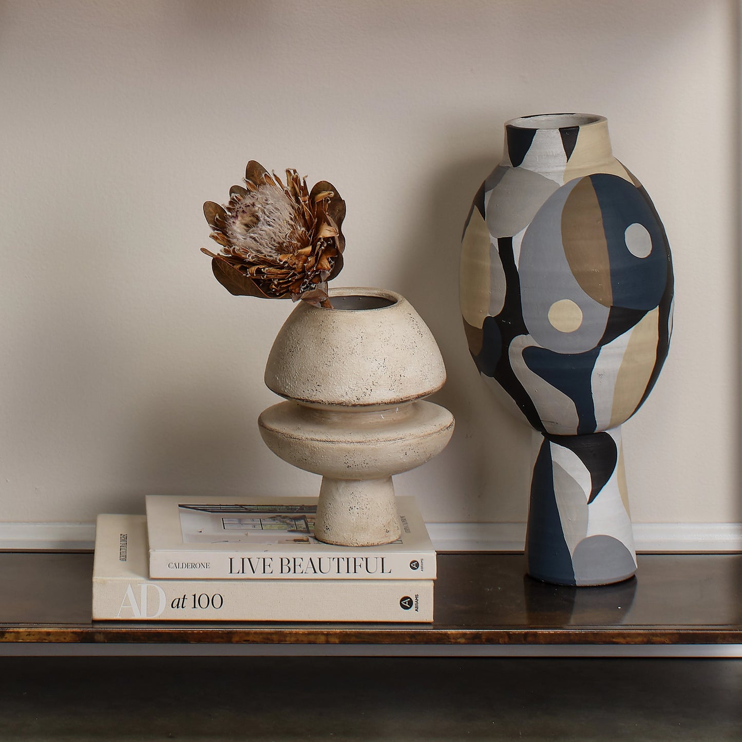 010 SI-1822190 | Lifestyle | Foundation Decorative Vase by Jamie Young in cream. Made from ceramic in a modern style.