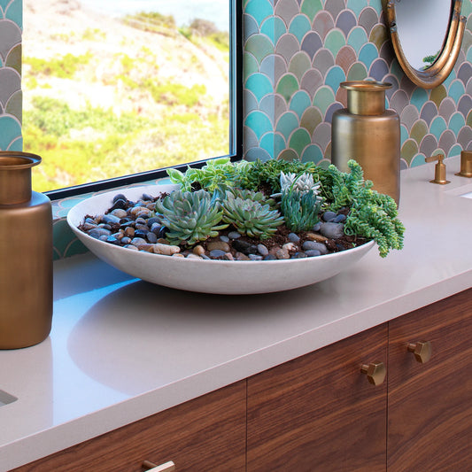 Marble Bowl by Jamie Young in white marble. Made from marble in a eclectic & global style.