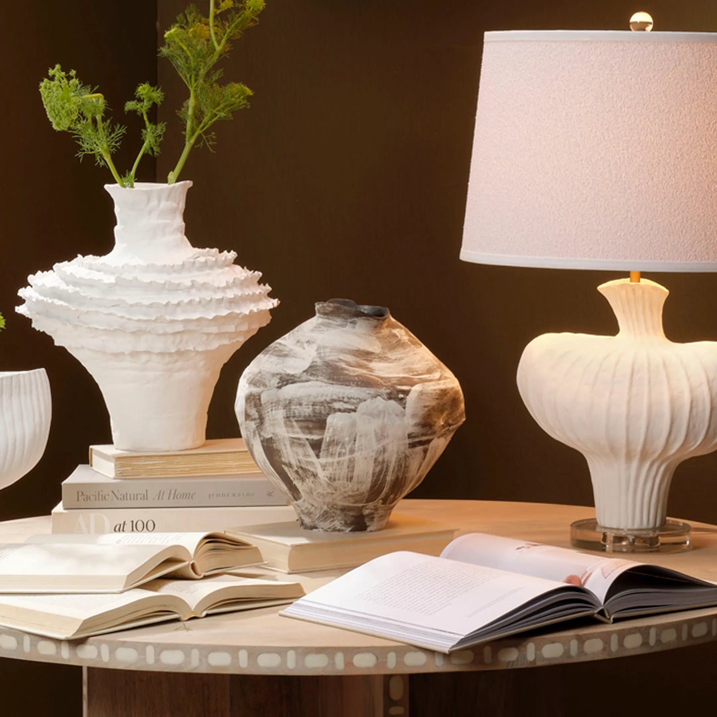 005 SI-2249073 | Lifestyle | Maurice Vase by Jamie Young in brown and cream, brown. Made from ceramic in a modern style.