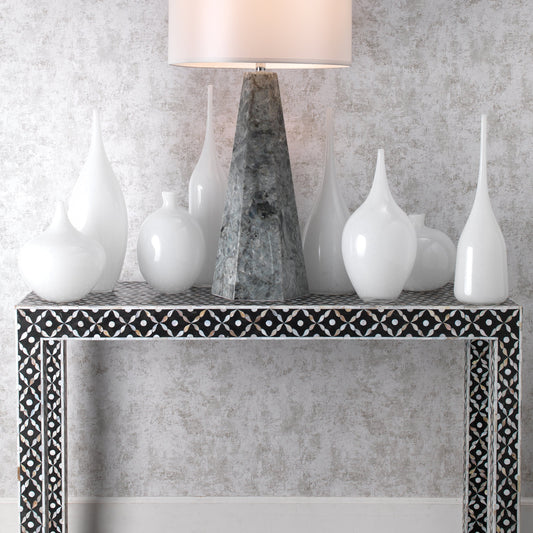 Nymph Decorative Vases by Jamie Young in white. Made from glass in a coastal style.