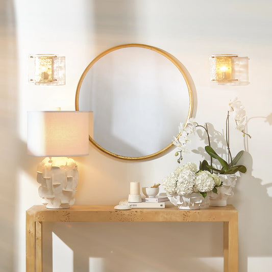 Refined Round Mirror by Jamie Young. Made from iron with mdf mirror backing in a modern style.