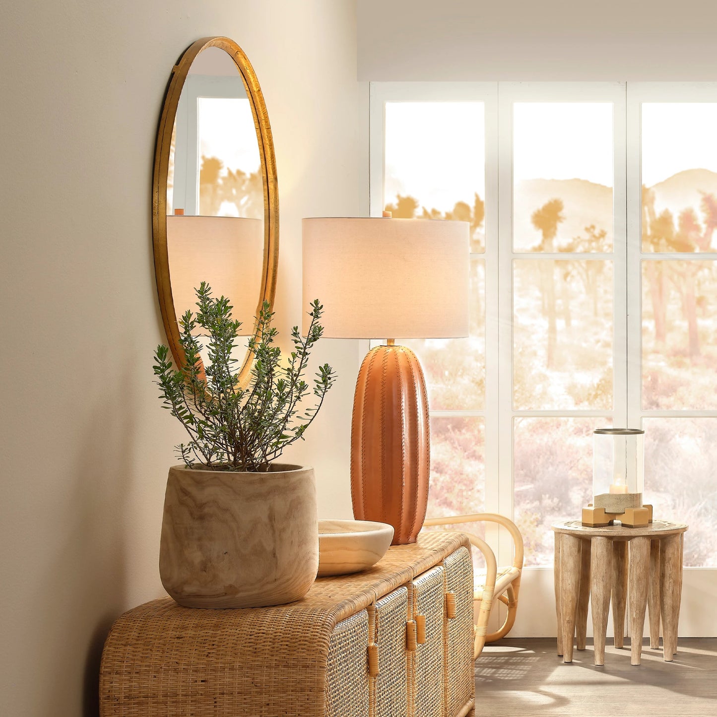 011 SR-708060 | Lifestyle | Refined Round Mirror by Jamie Young. Made from iron with mdf mirror backing in a modern style.